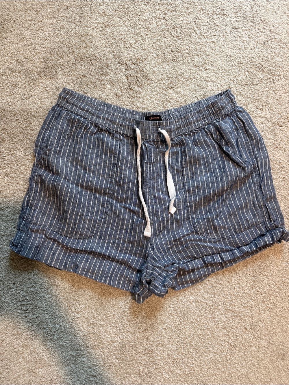 Quince Blue Striped Drawstring Women’s Shorts